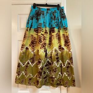 Whismigoth Y2K Festival Bohemian Feminine Tie Die Cotton Boho Hippie Midi Skirt